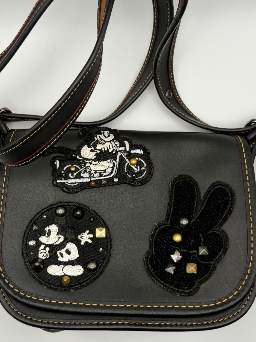 EUC COACH X Disney Mickey Mouse Crossbody Patricia Saddle 18 Glove Calf Leather